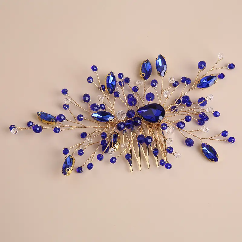 Red Crystal Flower Hair Comb for Bridal Crown — feature 3