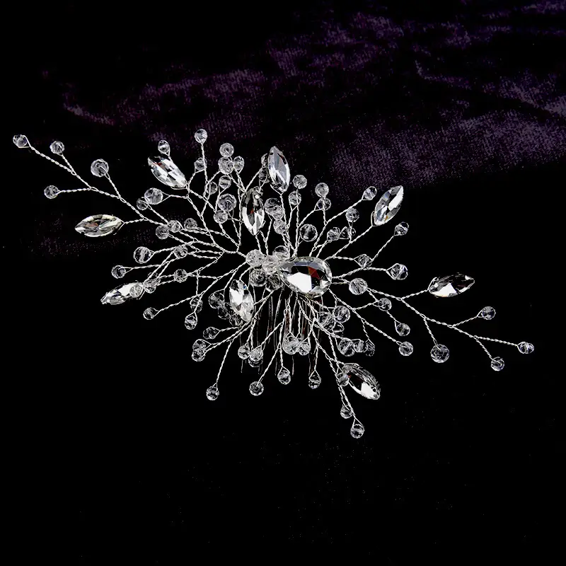 Red Crystal Flower Hair Comb for Bridal Crown - Image 5
