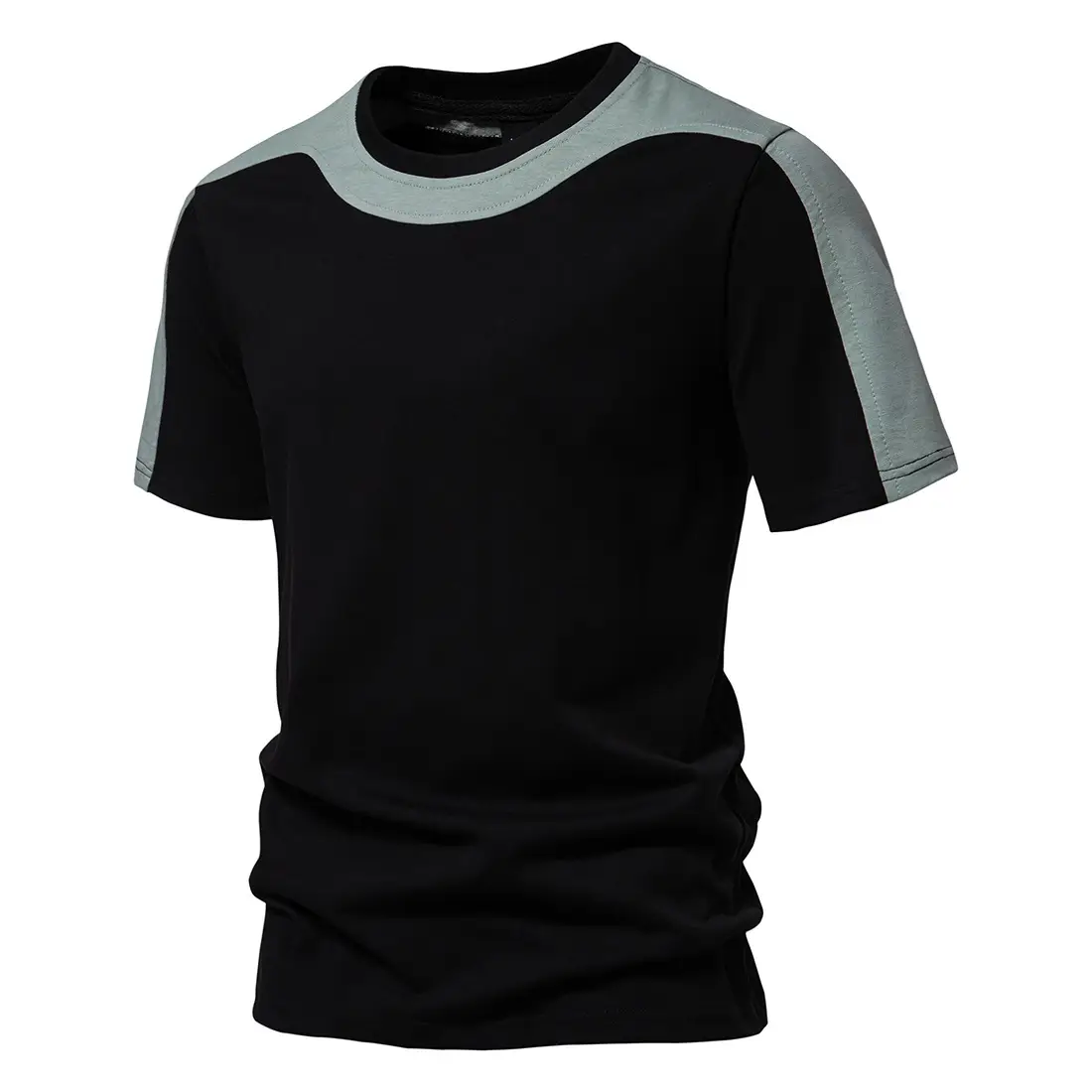 Men Black Grey Striped Cotton T-Shirt 230g - Image 3