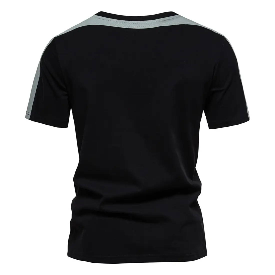 Men Black Grey Striped Cotton T-Shirt 230g - Image 4