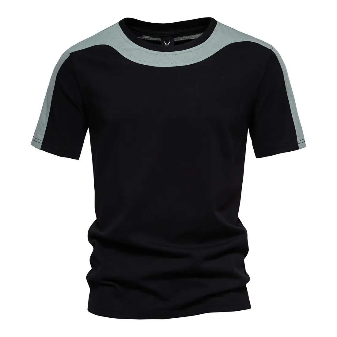 Men Black Grey Striped Cotton T-Shirt 230g - Image 6