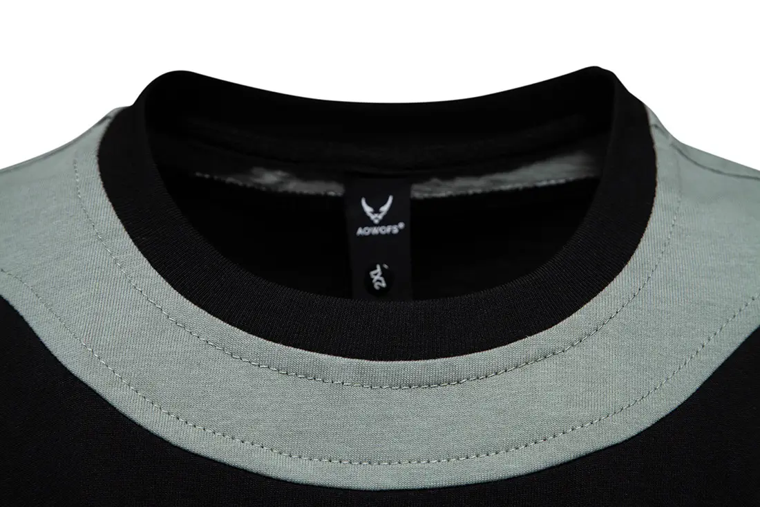 Men Black Grey Striped Cotton T-Shirt 230g — feature 7