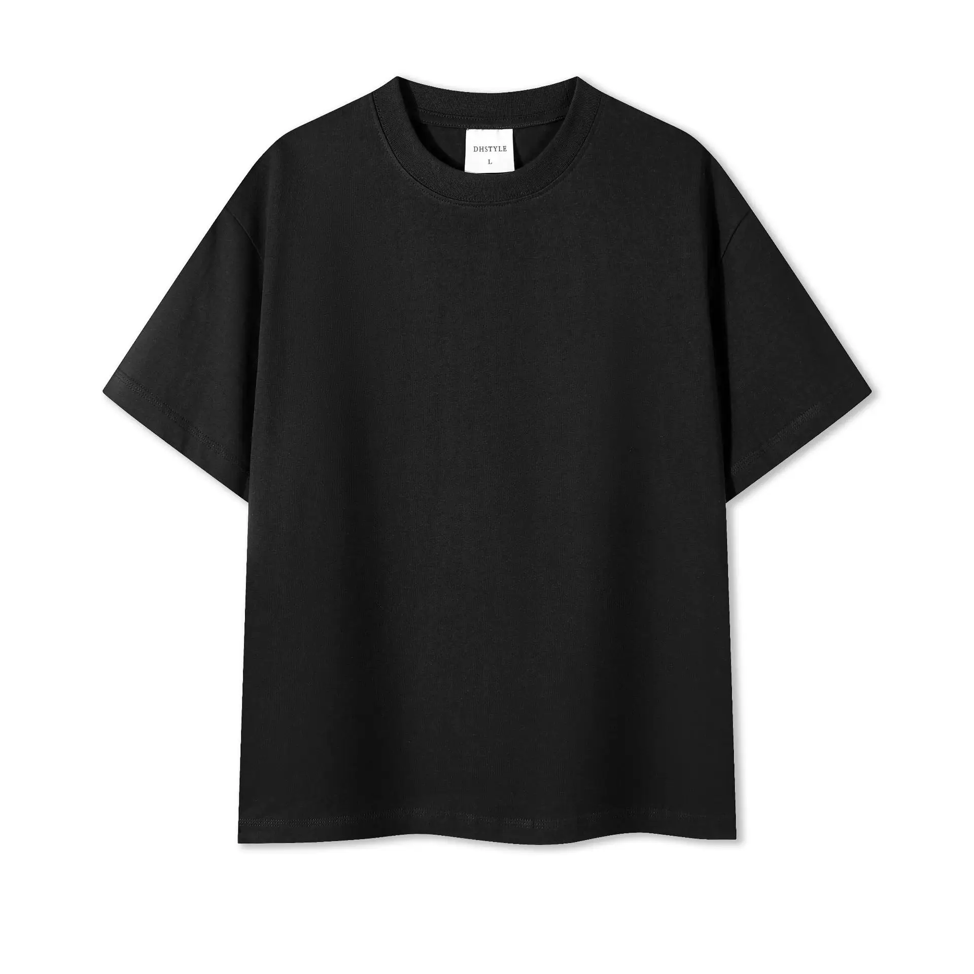 Black Cotton T-Shirt for Men Round Neck Short Sleeve - Image 3
