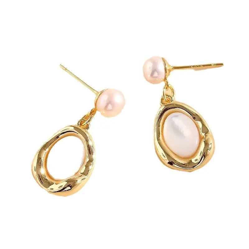 18k Gold Pearl Earrings Pea Design - Image 6