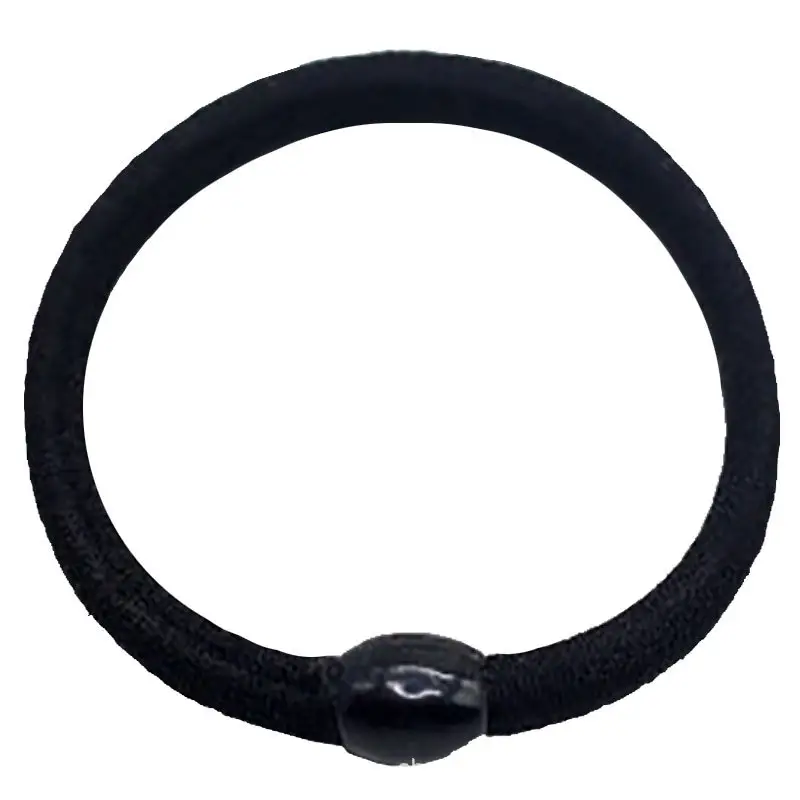 Black Thick Leather Hair Ring with Bulb Tendon - Image 5
