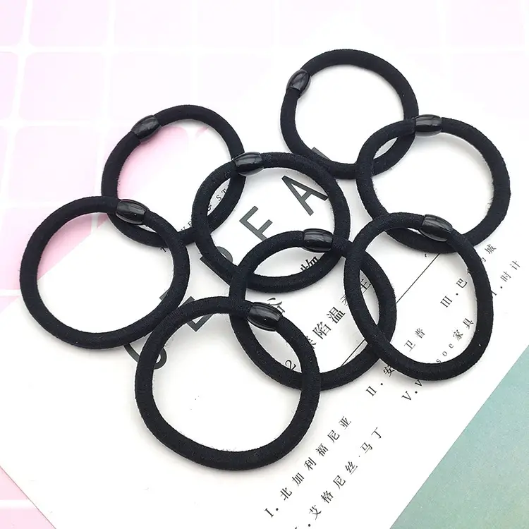 Black Thick Leather Hair Ring with Bulb Tendon — feature 11