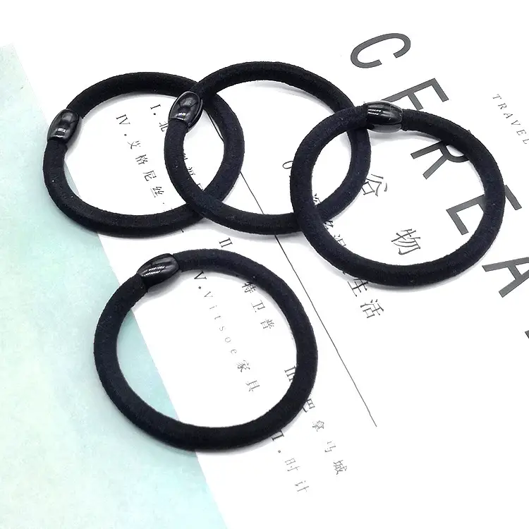 Black Thick Leather Hair Ring with Bulb Tendon — feature 3