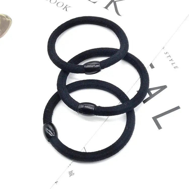 Black Thick Leather Hair Ring with Bulb Tendon — feature 4