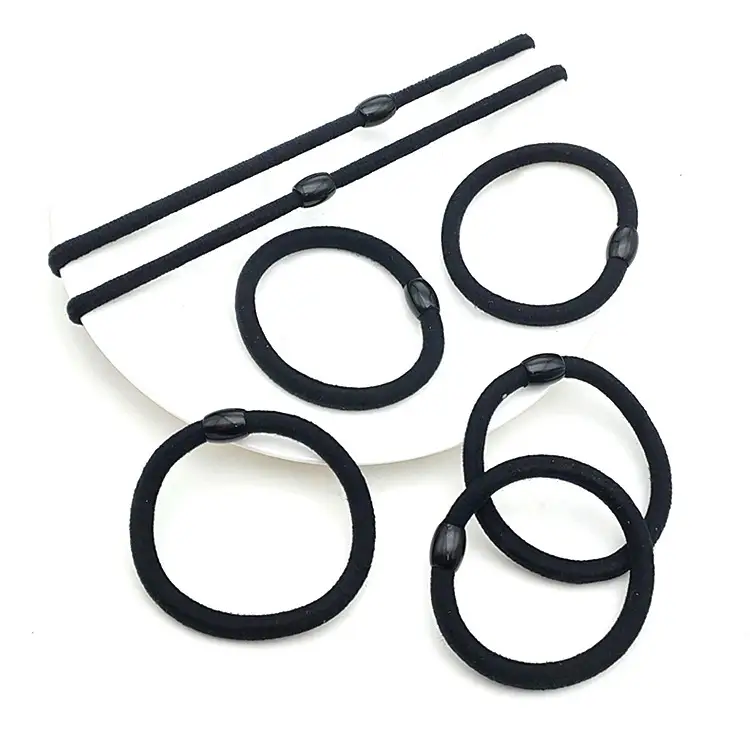 Black Thick Leather Hair Ring with Bulb Tendon — feature 9