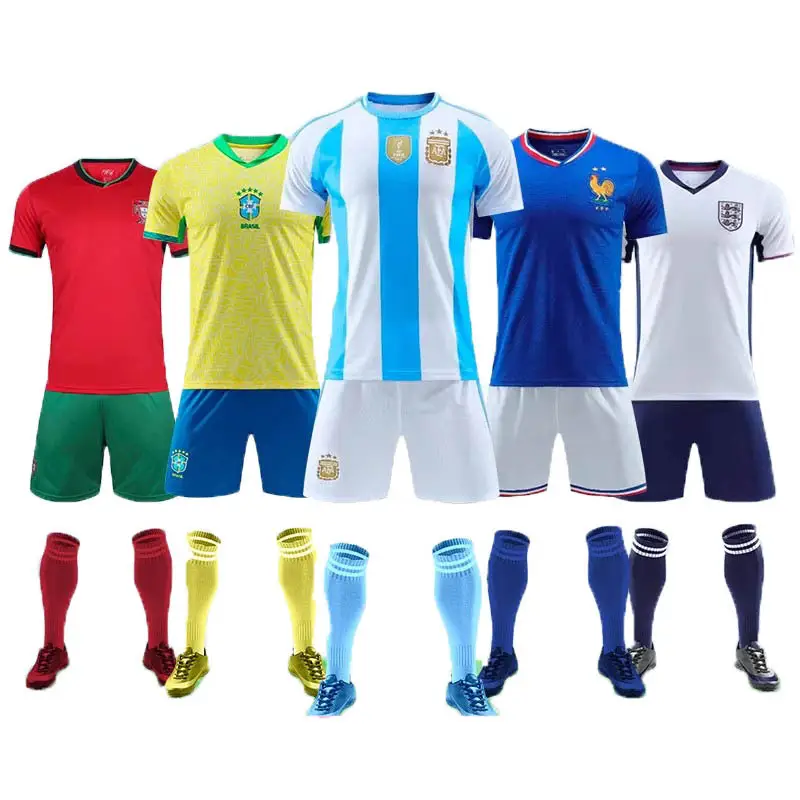 2425 Club Football Uniform Suit Men's National Team Training Uniform Home Ronaldo Argentina Children's Quick-Drying Jersey