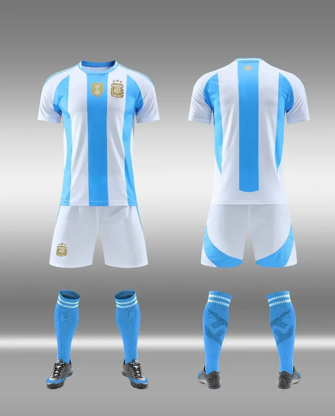 2425 Club Football Uniform Suit Men's National Team Training Uniform Home Ronaldo Argentina Children's Quick-Drying Jersey