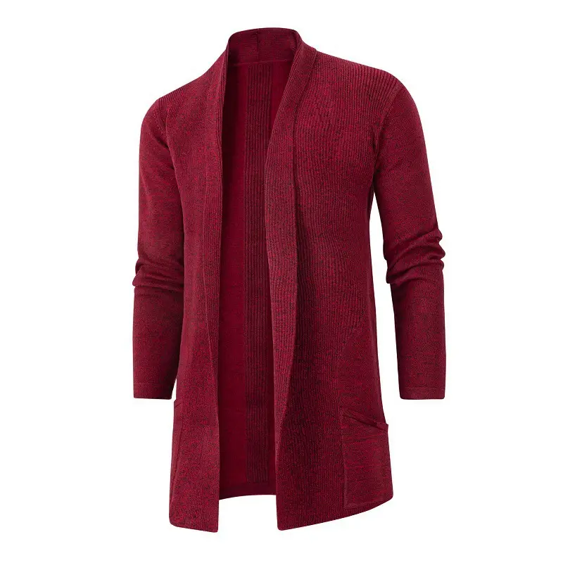 Men's Black Long Slim Fit Sweater Coat