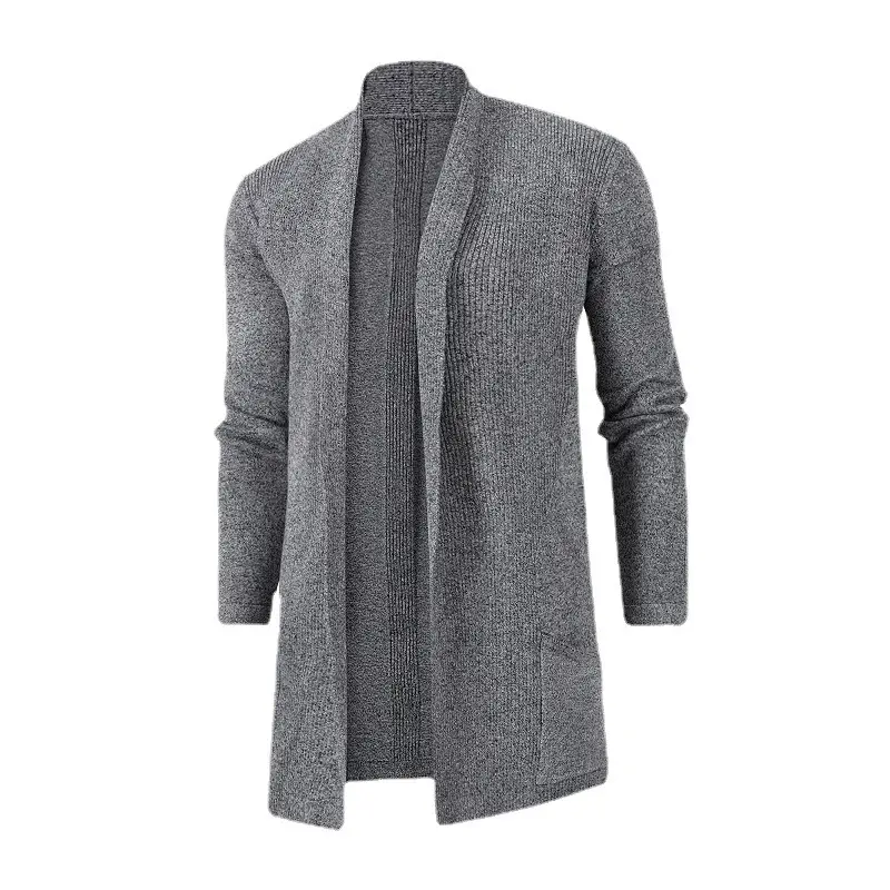 Men's Black Long Slim Fit Sweater Coat