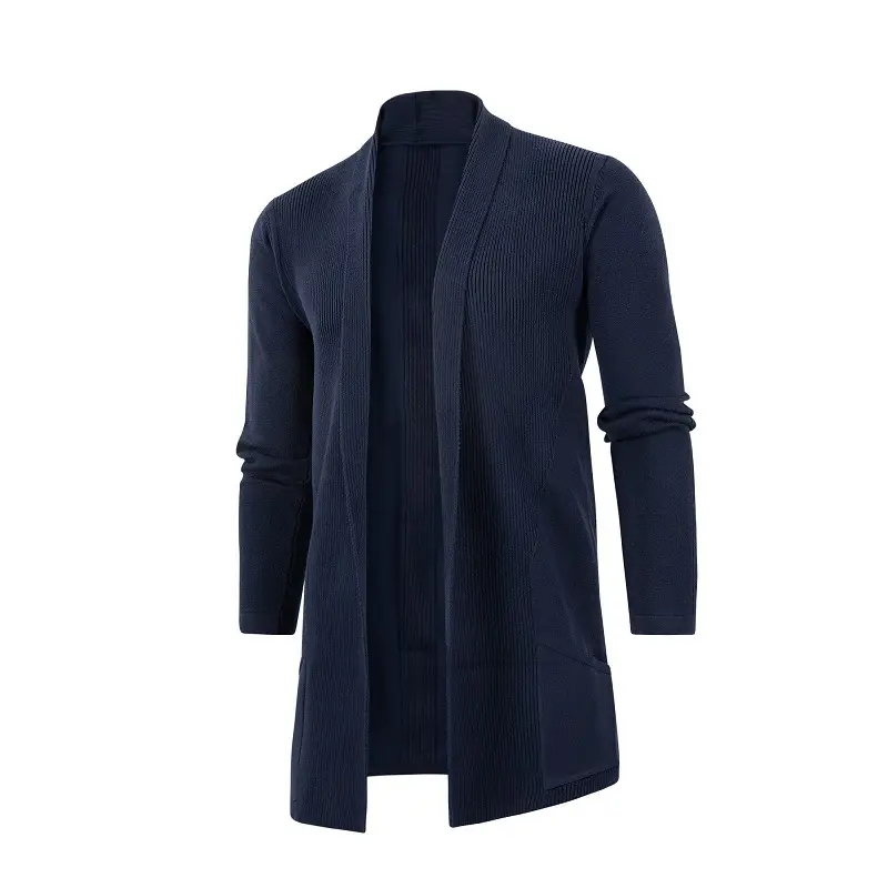 Men's Black Long Slim Fit Sweater Coat — feature 2