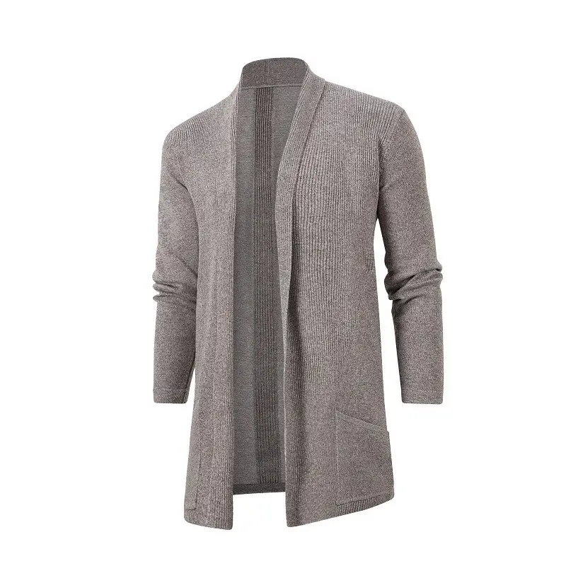 Men's Black Long Slim Fit Sweater Coat — feature 3