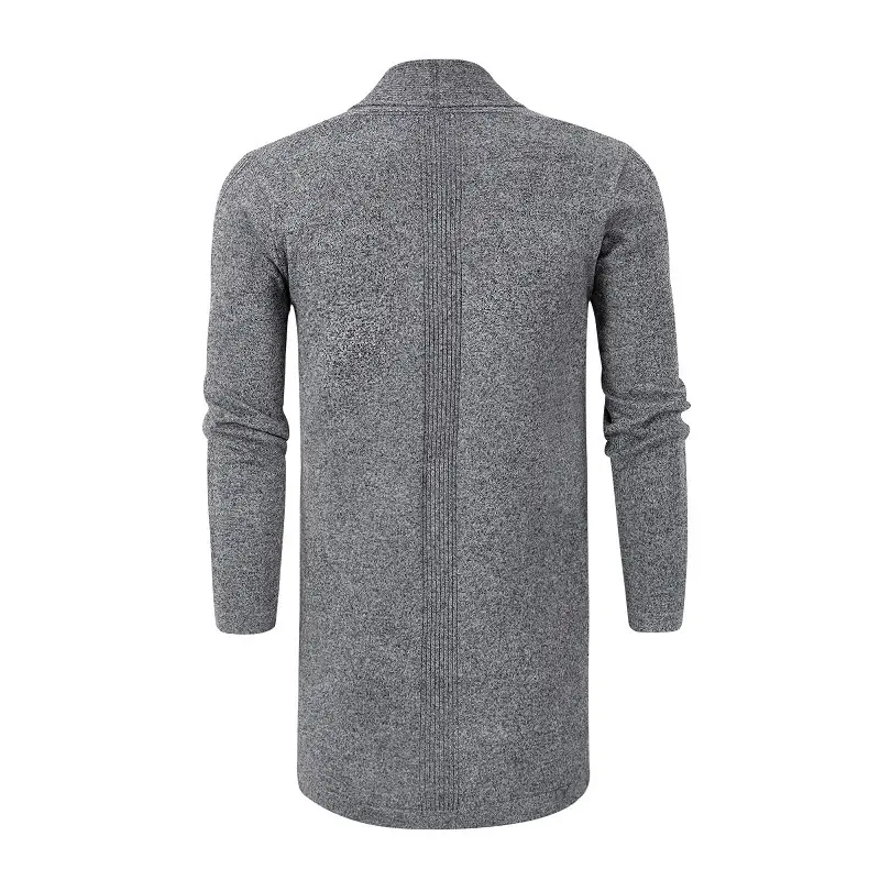 Men's Black Long Slim Fit Sweater Coat — feature 7