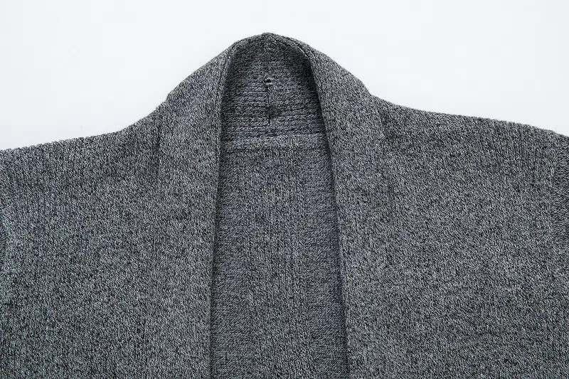 Men's Black Long Slim Fit Sweater Coat — feature 8