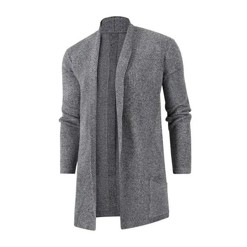 Men's Black Long Slim Fit Sweater Coat