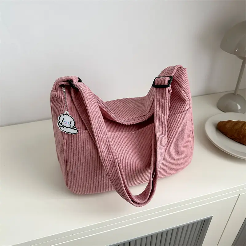 Black Knitted Shoulder Crossbody Bag with Charm - Image 10
