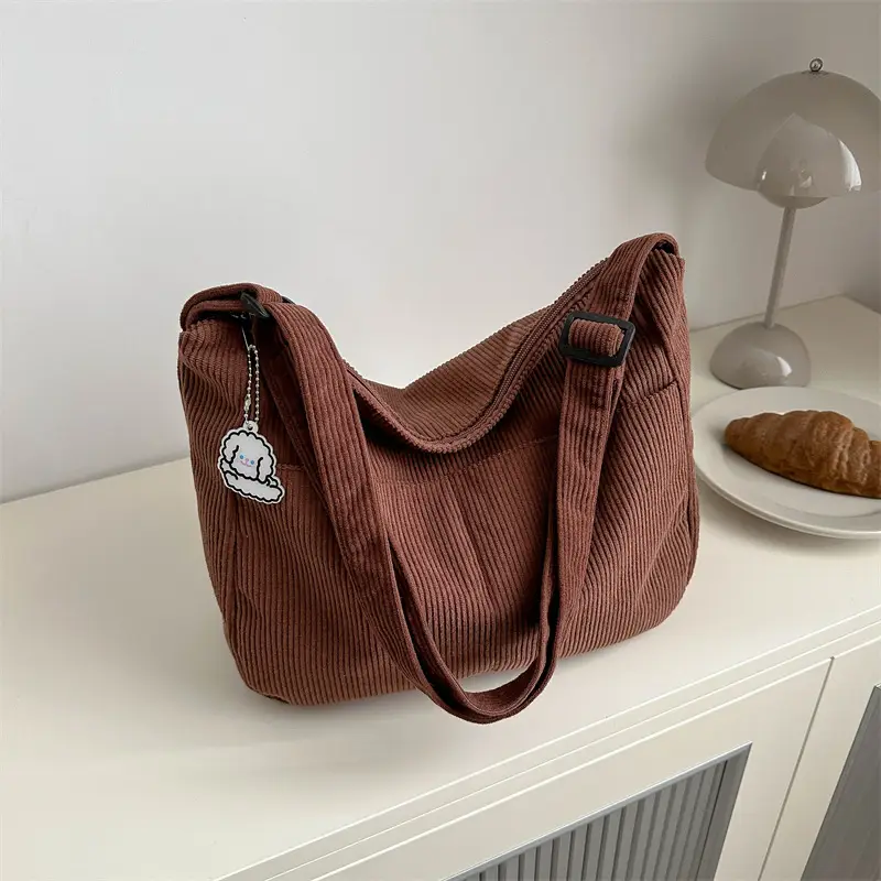 Black Knitted Shoulder Crossbody Bag with Charm - Image 11