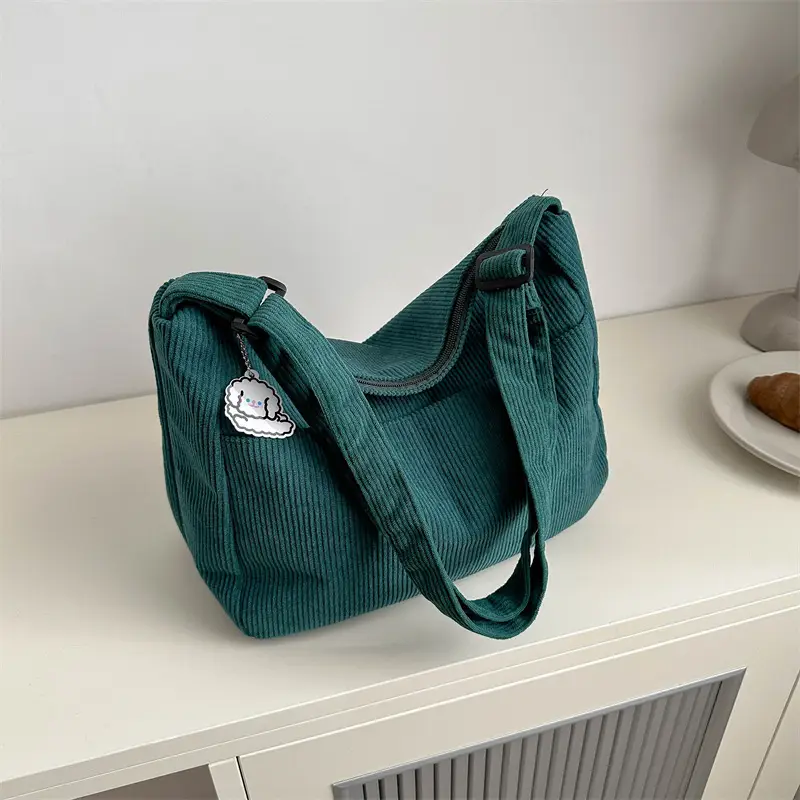 Black Knitted Shoulder Crossbody Bag with Charm - Image 12