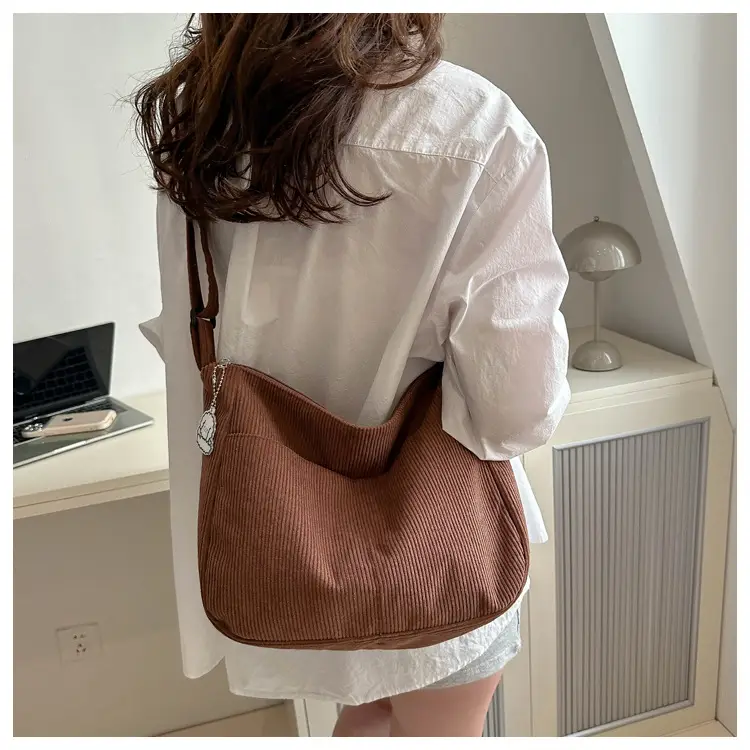 Black Knitted Shoulder Crossbody Bag with Charm — feature 8