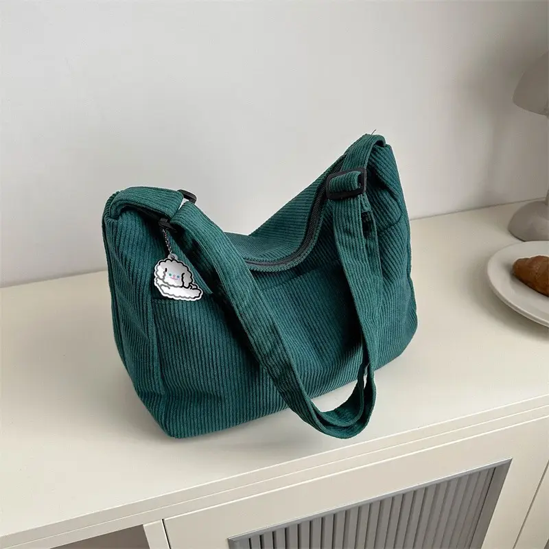 Black Knitted Shoulder Crossbody Bag with Charm - Image 4