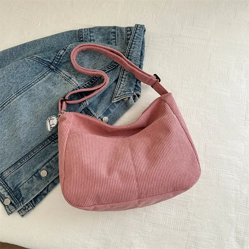 Black Knitted Shoulder Crossbody Bag with Charm - Image 6