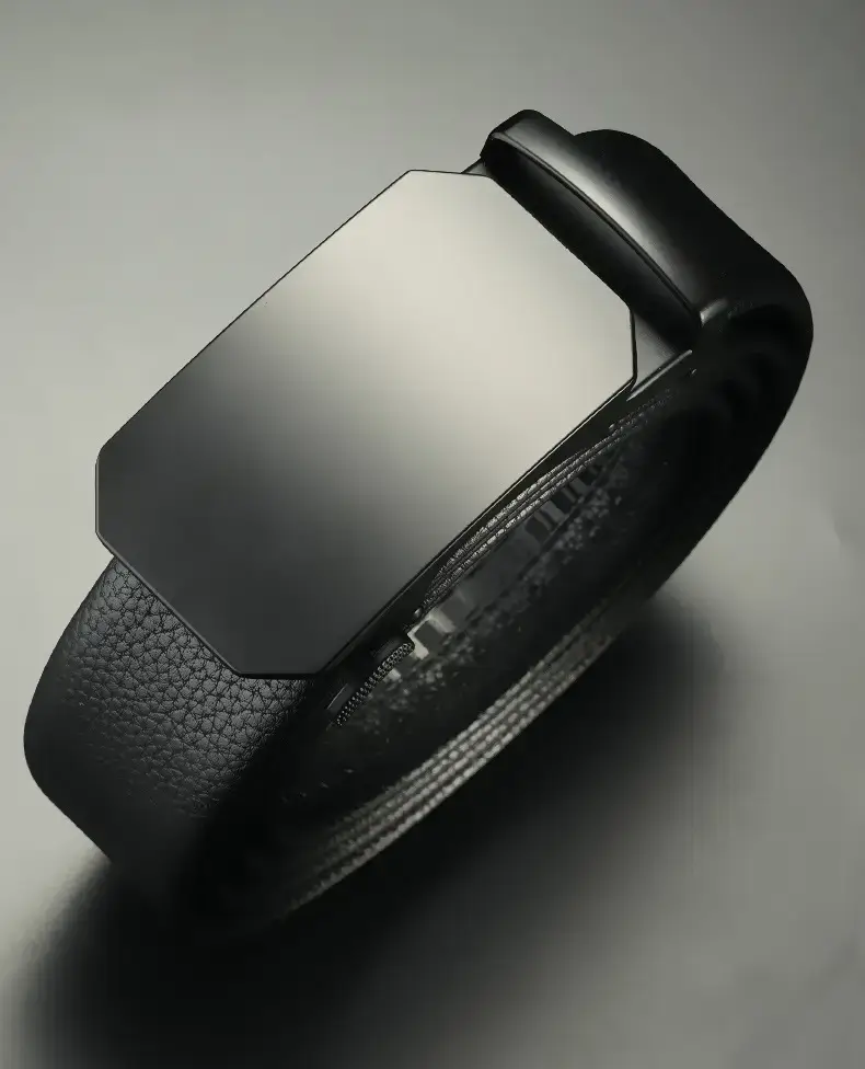 Men's Black Genuine Leather Belt with Automatic Buckle — feature 12
