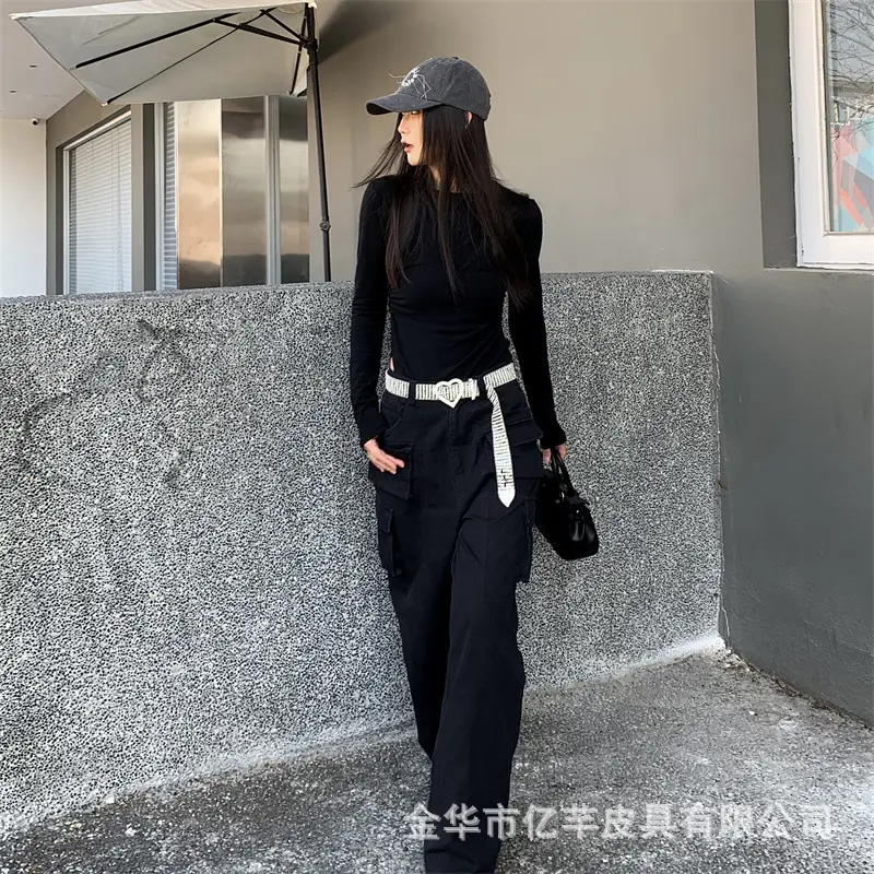 Women Rhinestone Belt Dress Pants Diamond Silver — feature 16