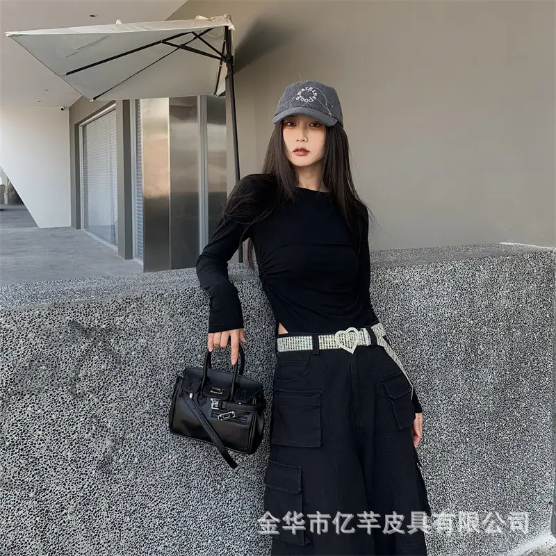 Women Rhinestone Belt Dress Pants Diamond Silver — feature 19