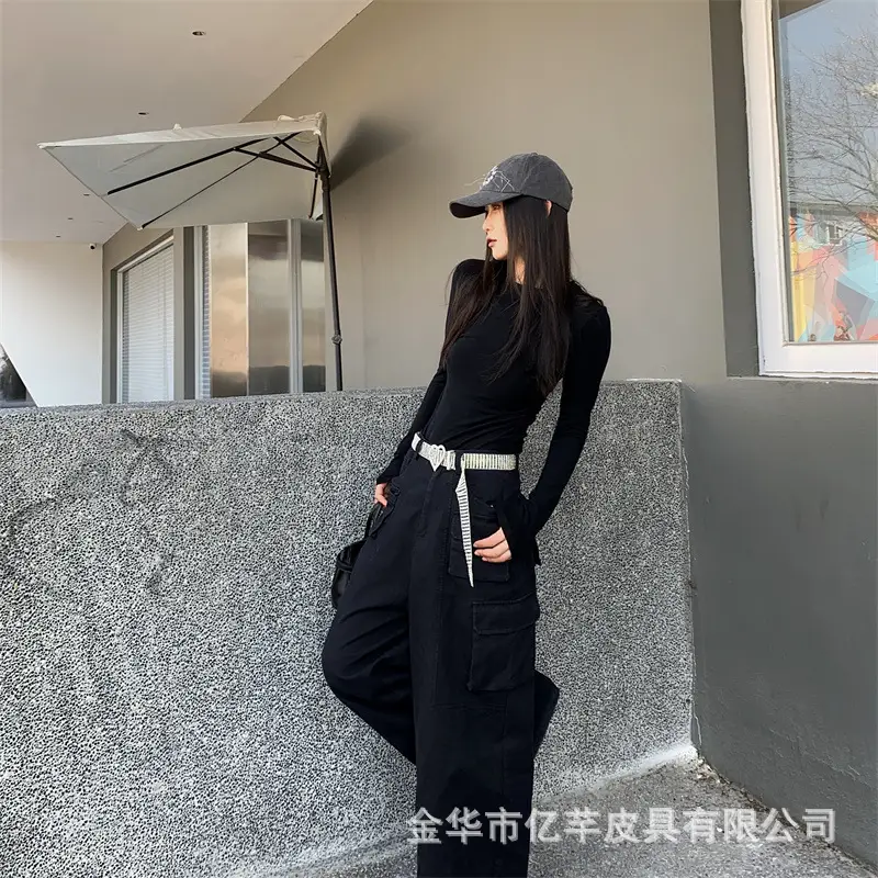 Women Rhinestone Belt Dress Pants Diamond Silver — feature 20