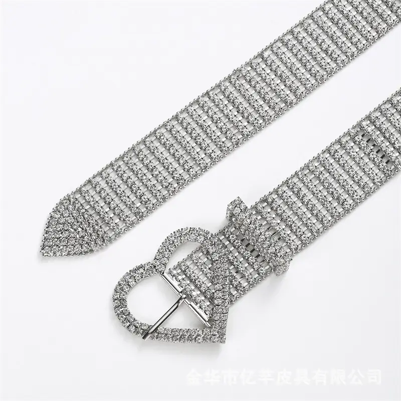 Women Rhinestone Belt Dress Pants Diamond Silver — feature 5