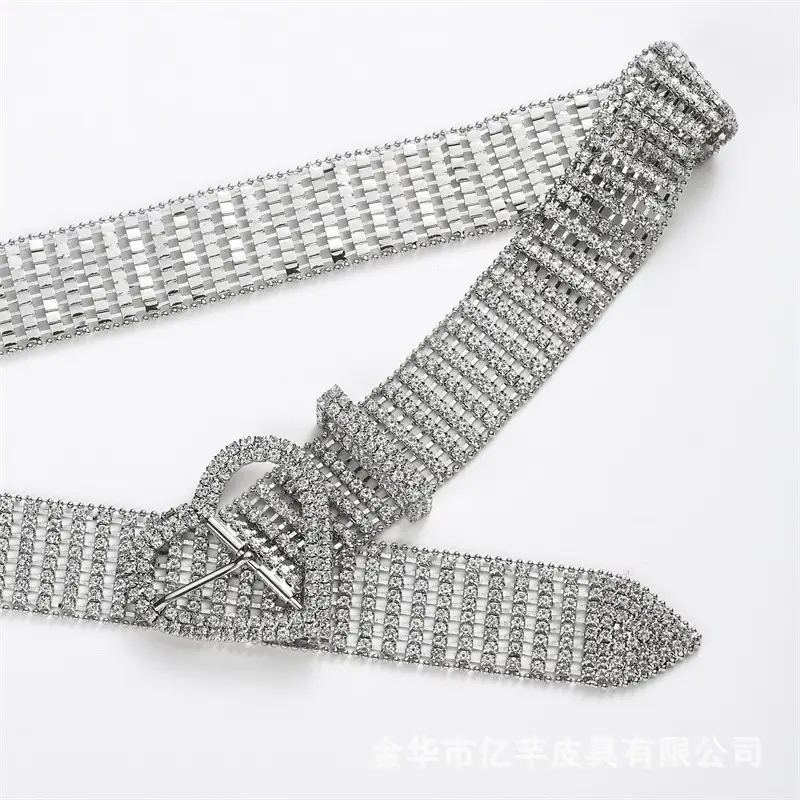 Women Rhinestone Belt Dress Pants Diamond Silver — feature 6