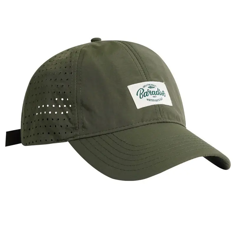 Beige Mesh Baseball Cap with Peaked Design - Image 7