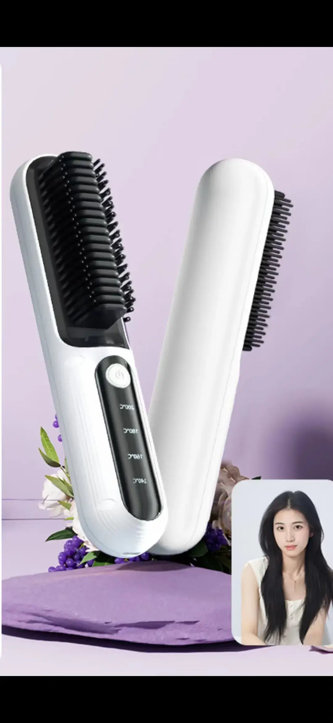 Z08 White Wireless Straight Hair Comb
