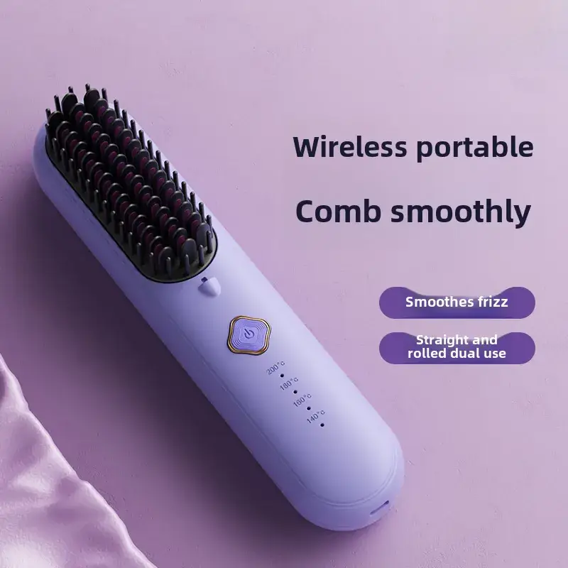 Wireless Hair Straightener Comb Portable Compact Black