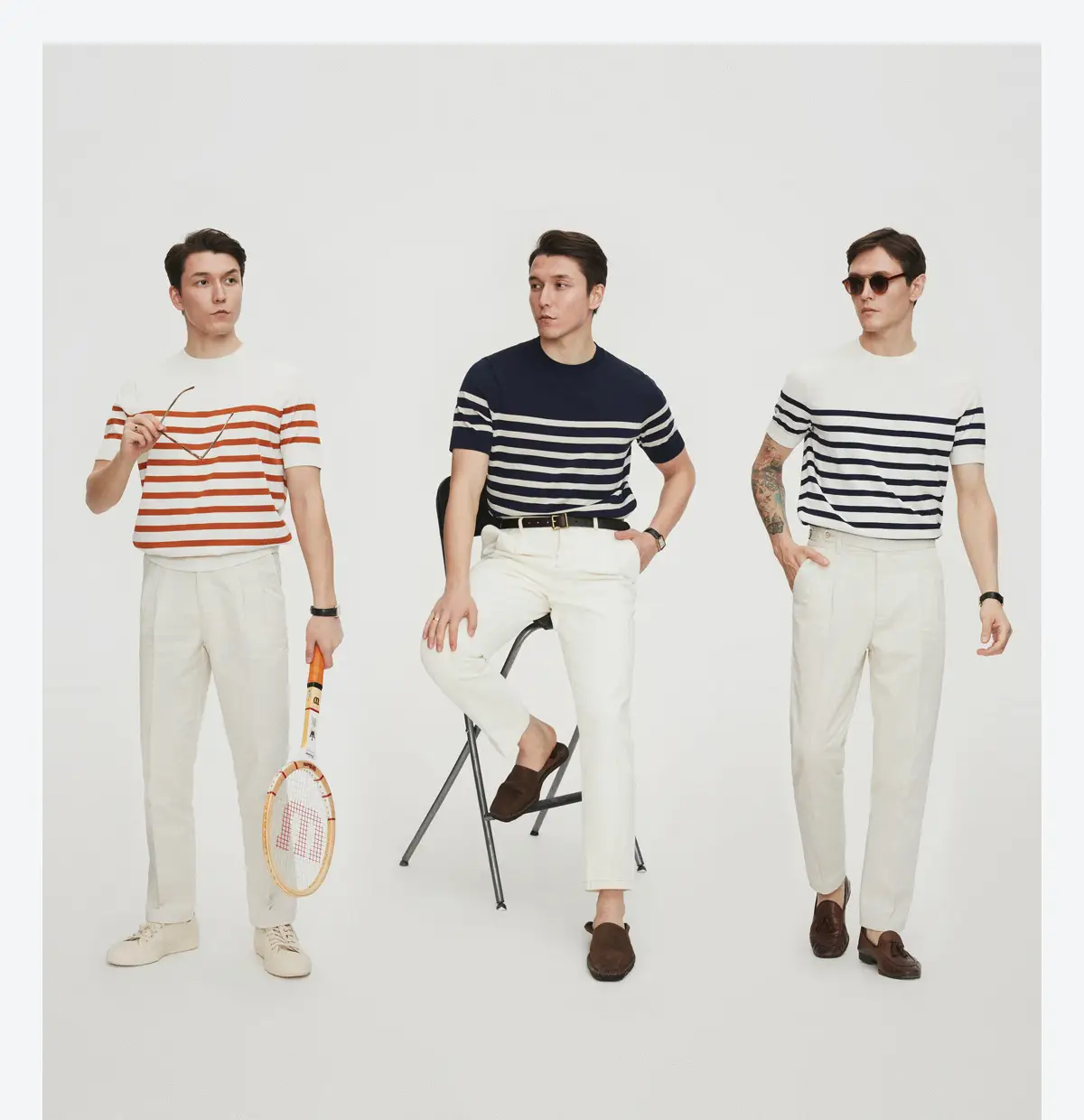 Men Striped Knitted T-shirt Casual Summer Wear — feature 1