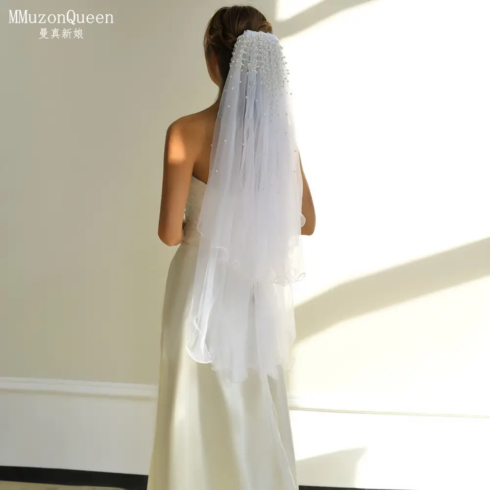 Manzhen Bride Veil Multi Layer Pearl M32 - Image 4