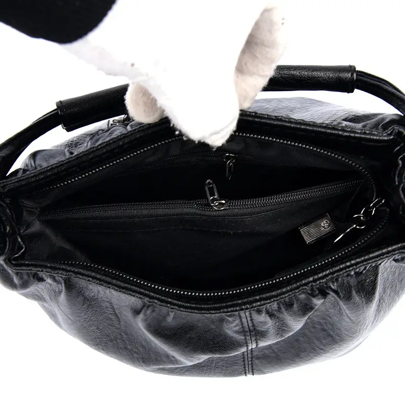 Black PU Leather Crossbody Bag for Women