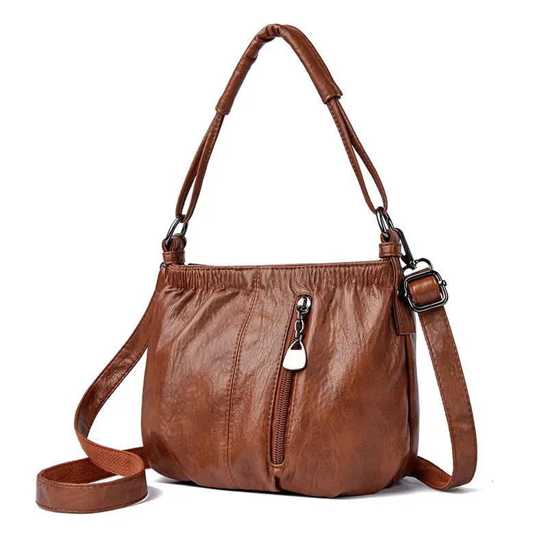 Black PU Leather Crossbody Bag for Women