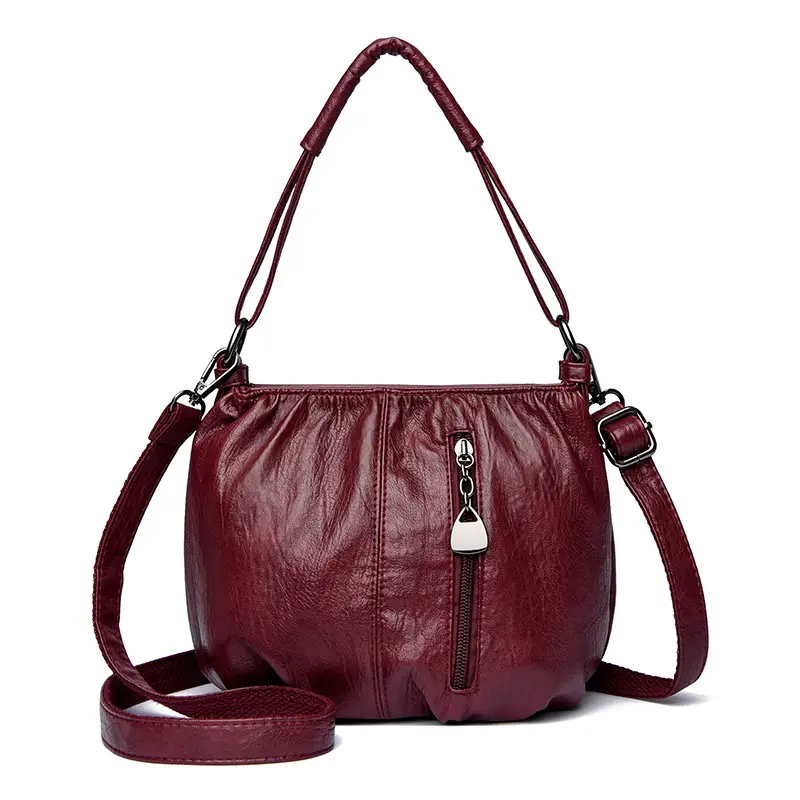 Black PU Leather Crossbody Bag for Women