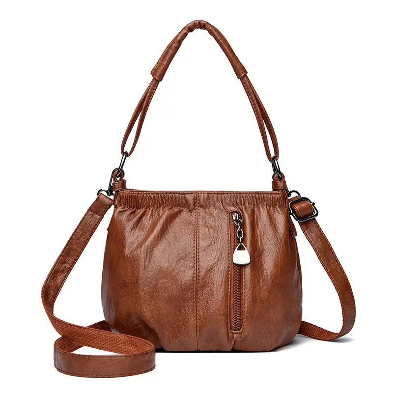 Black PU Leather Crossbody Bag for Women