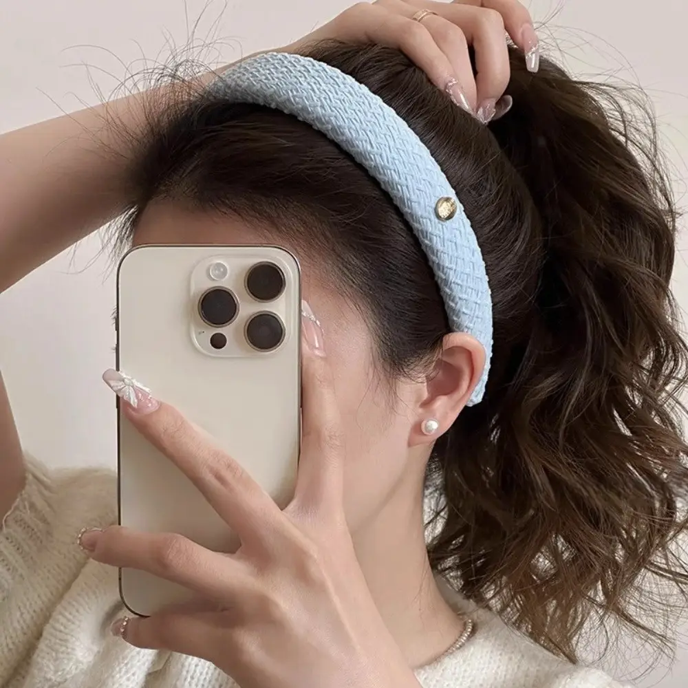 2024 Gold Label Blue Plaid Hair Band for Women - Image 6
