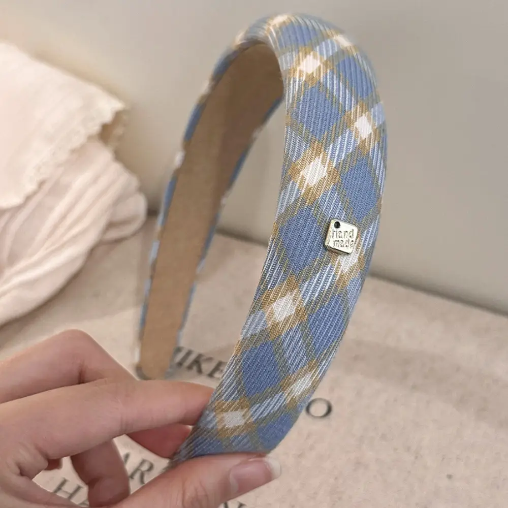 2024 Gold Label Blue Plaid Hair Band for Women - Image 3