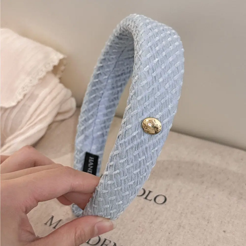 2024 Gold Label Blue Plaid Hair Band for Women - Image 4