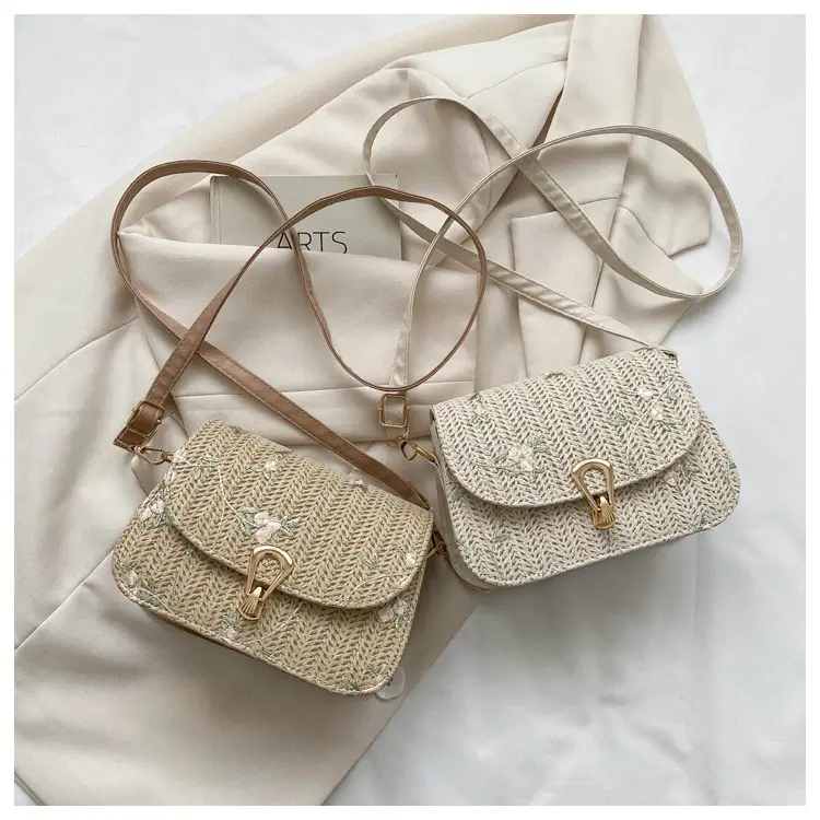 2024 Vintage Straw Textural Crossbody Bag White — feature 10