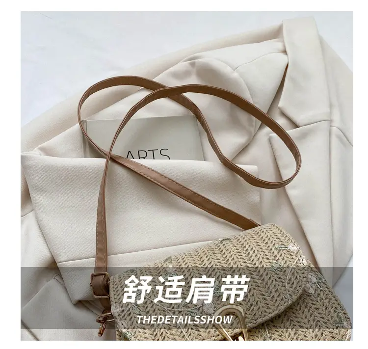 2024 Vintage Straw Textural Crossbody Bag White — feature 5