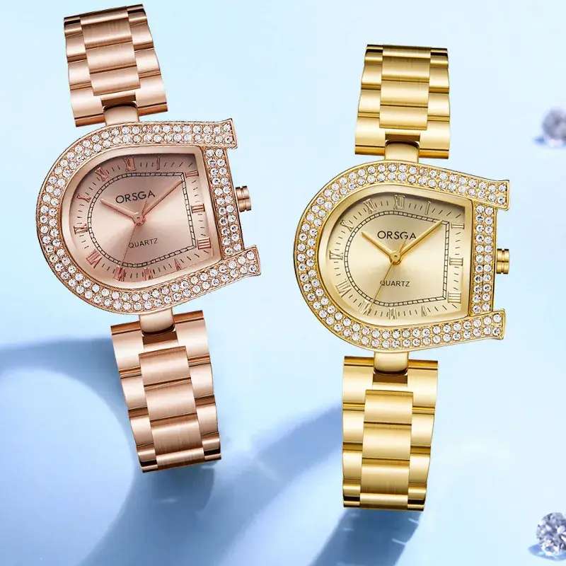 Ozawa Women's Luxury Quartz Watch Rose Gold Diamond Strap