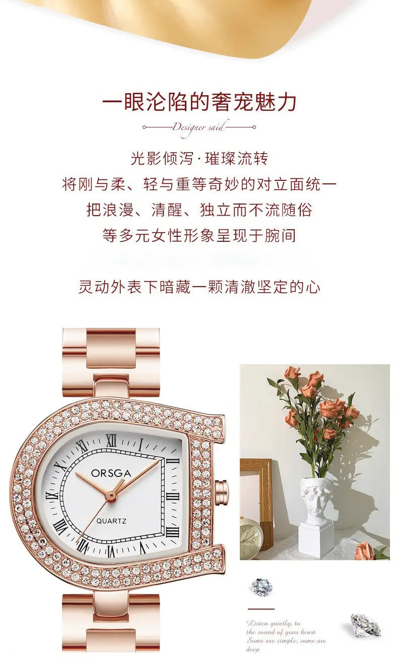 Ozawa Women's Luxury Quartz Watch Rose Gold Diamond Strap — feature 4